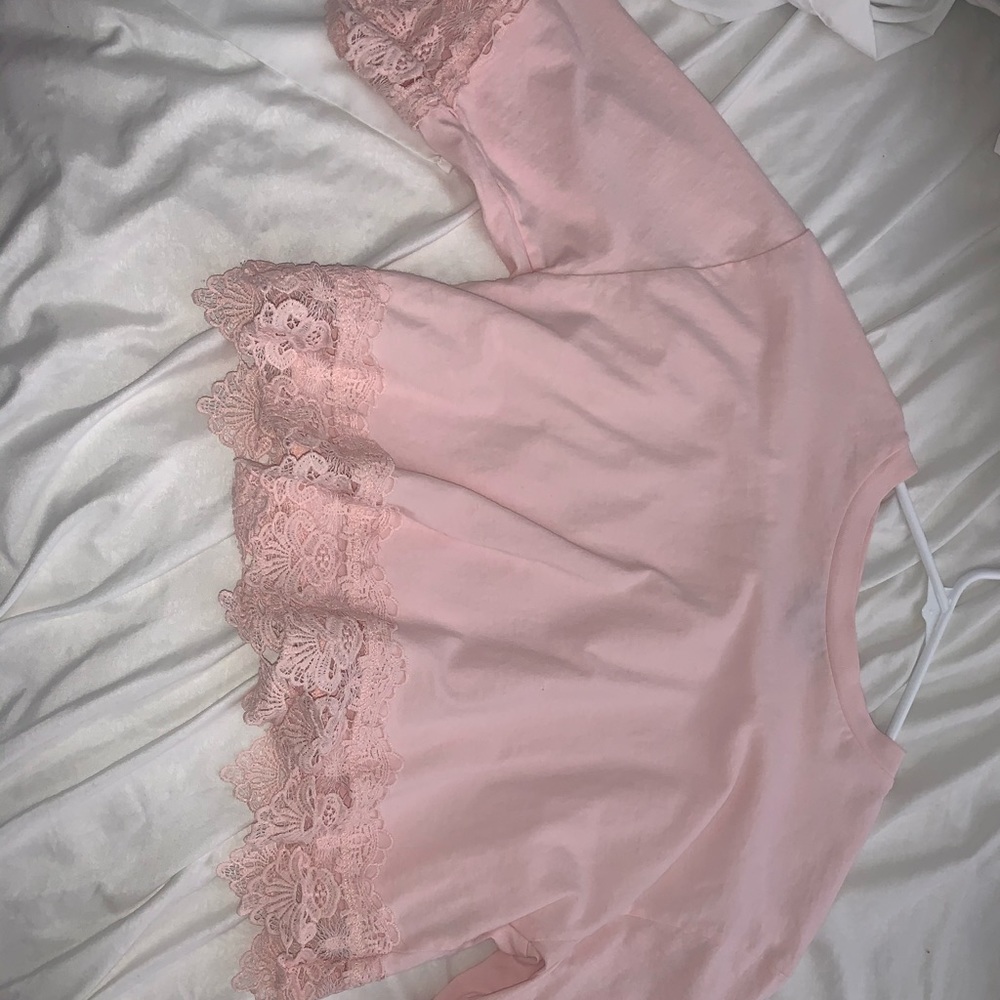 blush pink Laced crop top